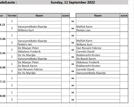 PadelLeute zondag 11/09