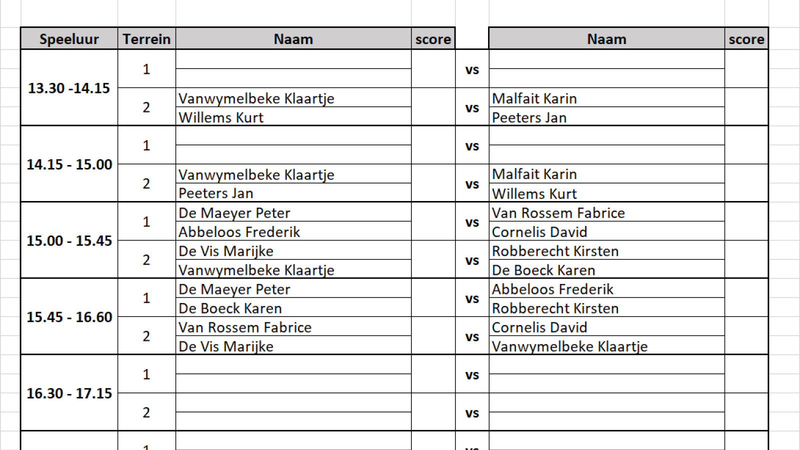 PadelLeute planning Diepenbroek Tennis Padel Bistro